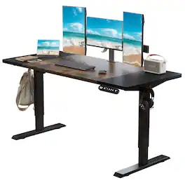 Boyel Living - black&brown 63"×30" Height Adjustable Electric Standing Desk Height Stand Up Computer Desk - Rustic Brown