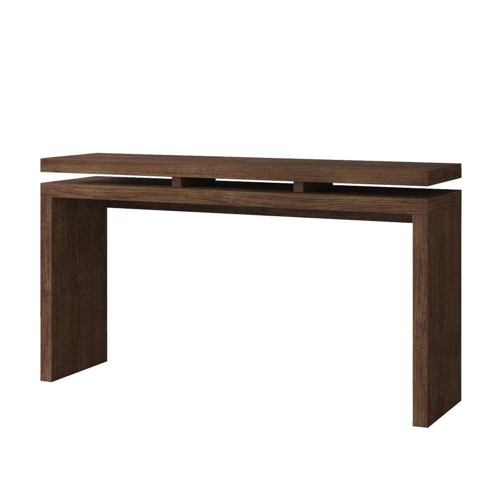 Alt View 6. Loheer - Loheer 60 inch antique brown farmhouse console table, retro wooden entryway table with double board suspension - Antique brown.