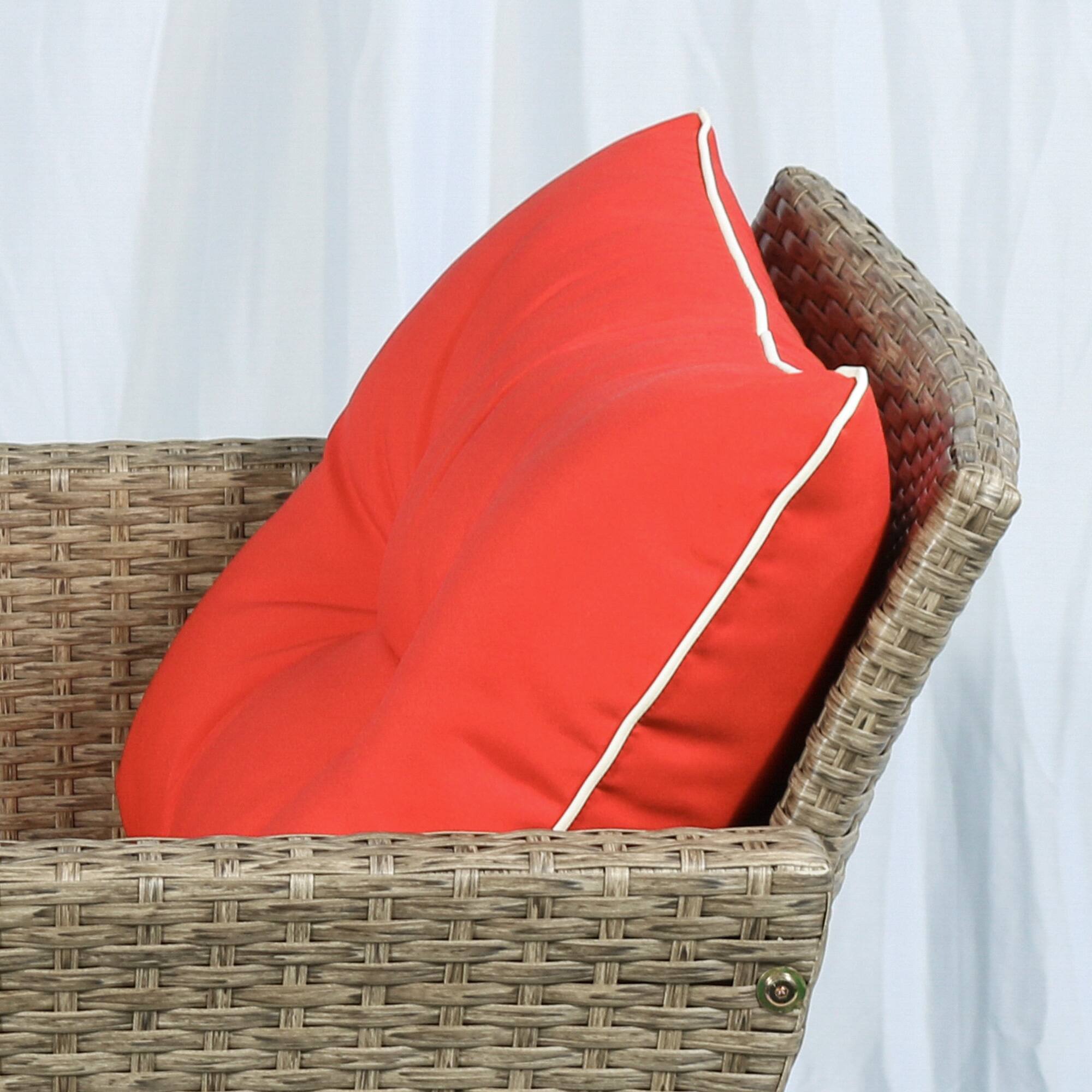 Alt View 8. Outsunny - Pieces Rattan Wicker Lounge Chair Outdoor Patio Conversation Set w/ Cushioned Chairs - Brown/Red.