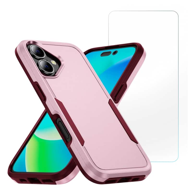 Front. Entronix - Entronix iPhone 17 Bundle - Soft-Touch Dual-Layer Case with Clear Screen Protector - Pink.