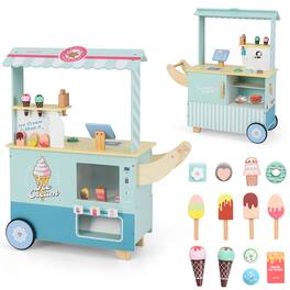 Gymax - Kids Ice Cream Cart w/ Vending Machine & Ice Cream Maker Toys Display Stand - Cyan