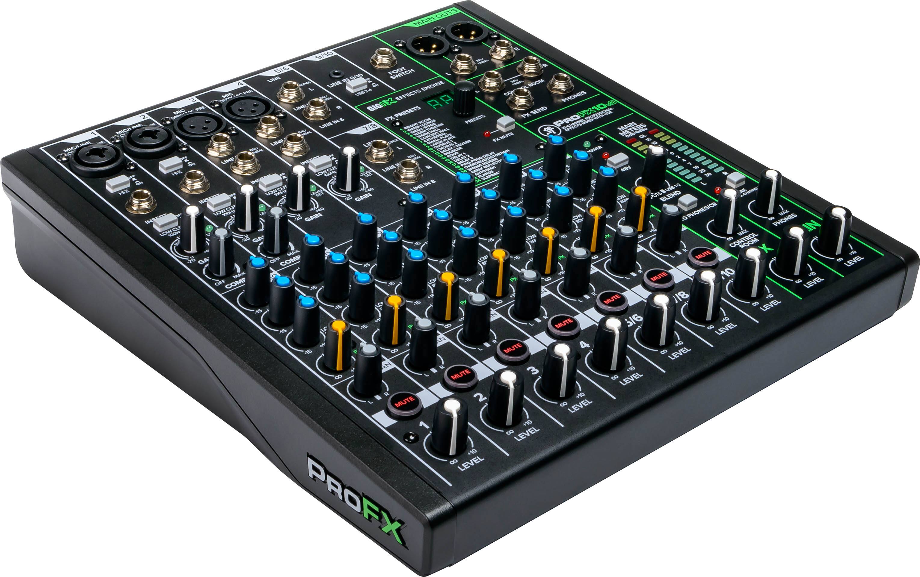 Angle. Mackie - ProFX10v3 Professional Effects Mixer with USB - Black.