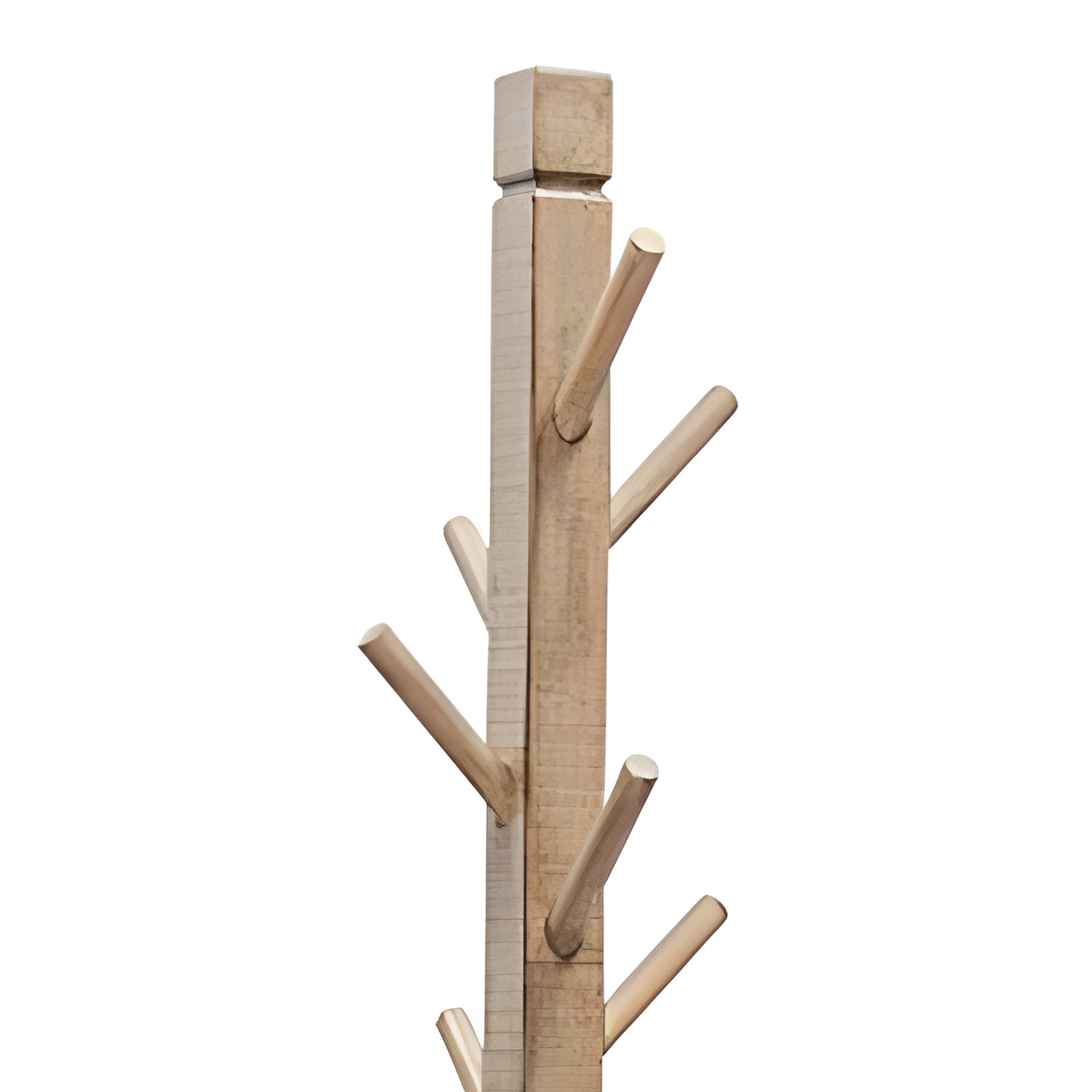 Back. Manhattan Lane - Rena Coat, Hat Tree Stand, 8 Wood Stems, 72 Inch Mahogany Wood - Pebble Brown.