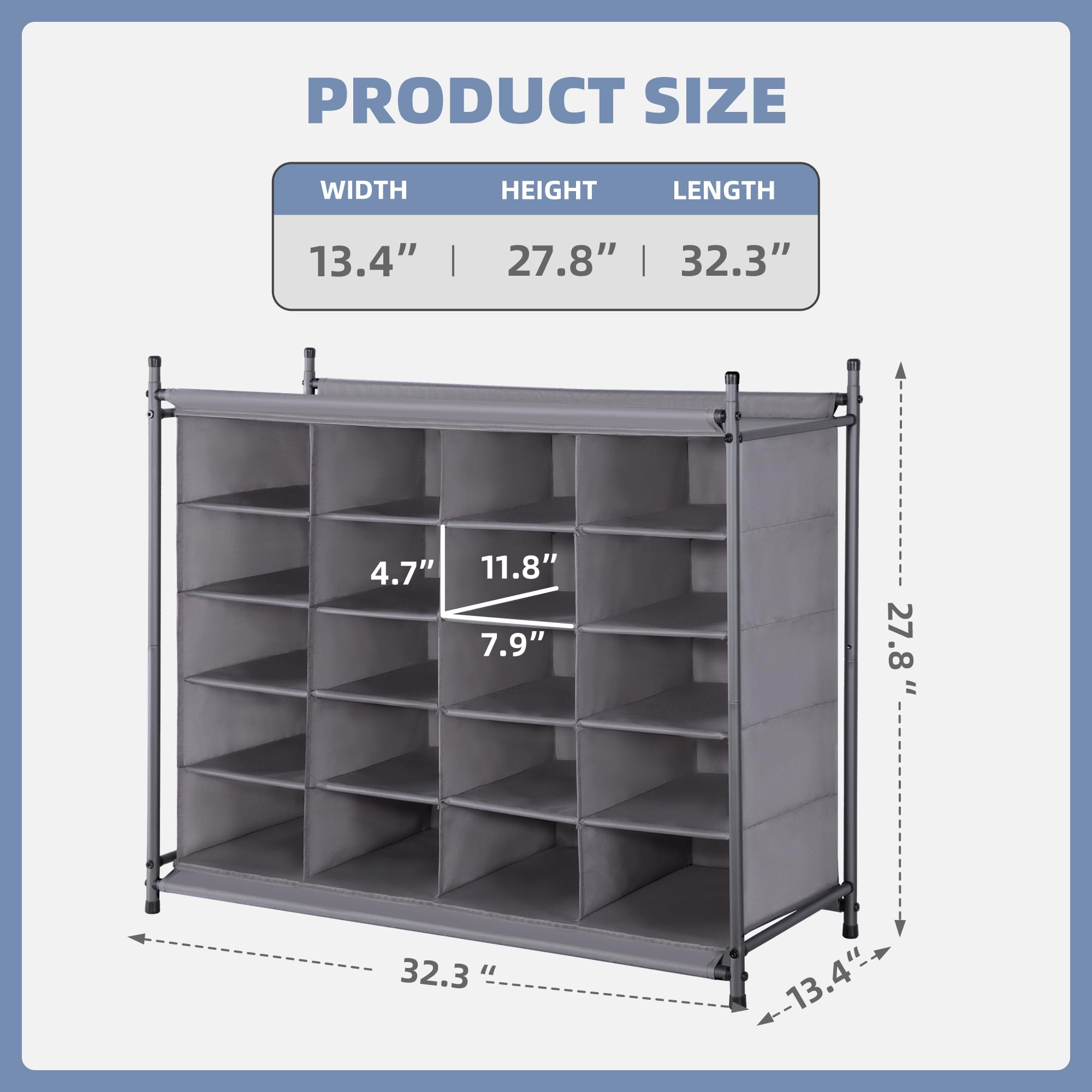 PRODUCT SIZE

WIDTH 13.4"  
HEIGHT 27.8"  
LENGTH 32.3"

4.7"  
11.8"  
7.9"  
27.8"  
32.3"  
13.4"