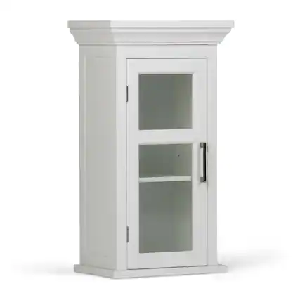Front. Simpli Home - Avington 26.9 inch H x 15 inch W Single Door Wall Cabinet in Pure White - Pure White.