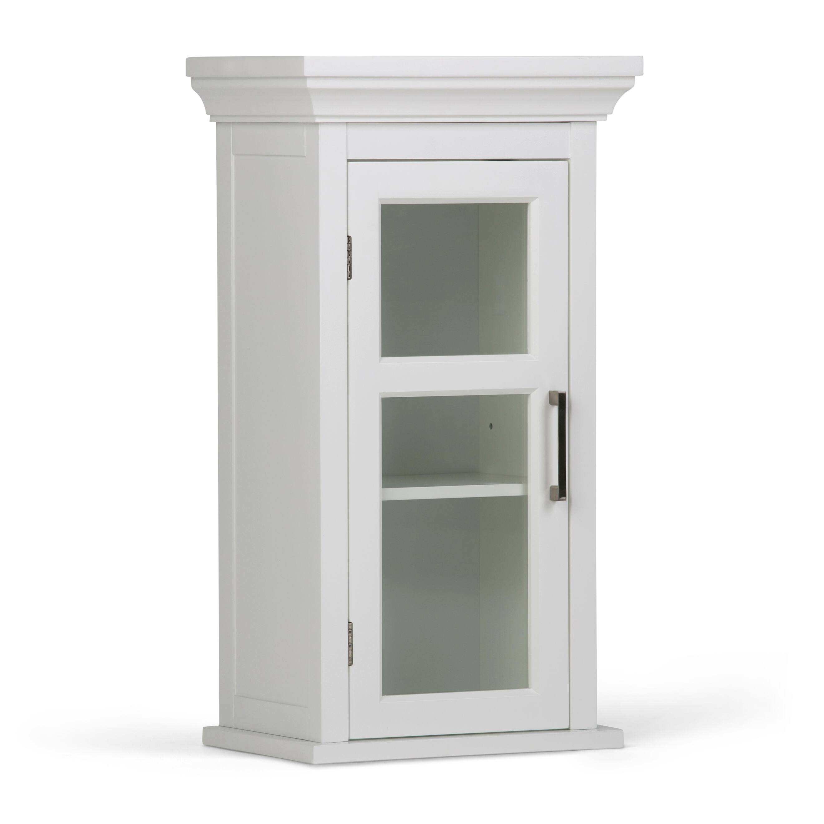 Front. Simpli Home - Avington 26.9 inch H x 15 inch W Single Door Wall Cabinet in Pure White - Pure White.