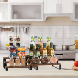 Oumilen - 4-Tier Brown Expandable Spice Rack Organizers, Set of 4 - Brown