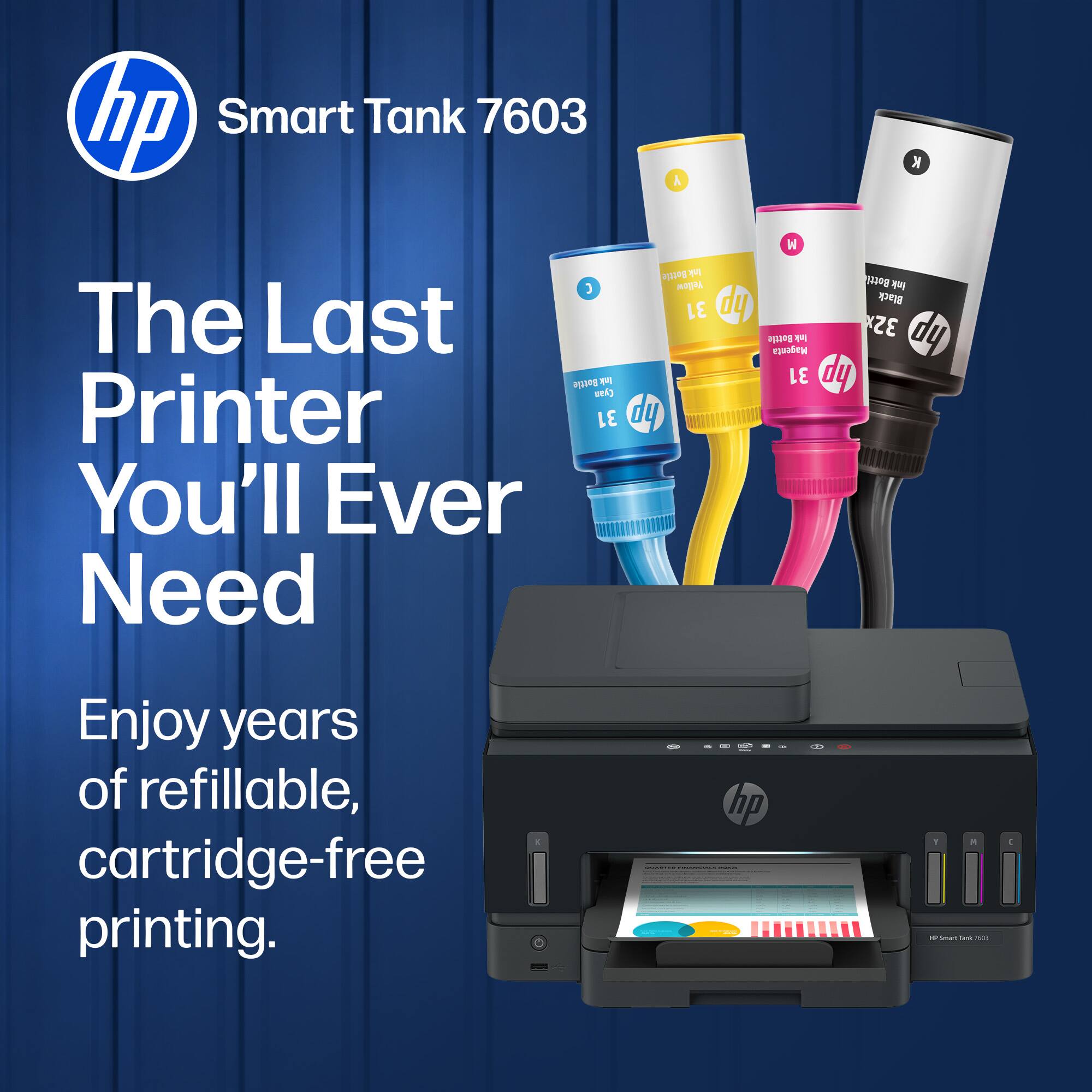 hp Smart Tank 7603

The Last Printer You'll Ever Need

Enjoy years of refillable, cartridge-free printing.
