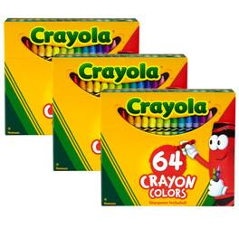 Crayola - Crayons, Regular Size, 64 Per Box, 3 Boxes