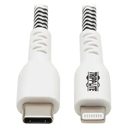 Front. Tripp Lite - USB C to Lightning Sync/Charge Cable Heavy Duty Status LED 3ft.