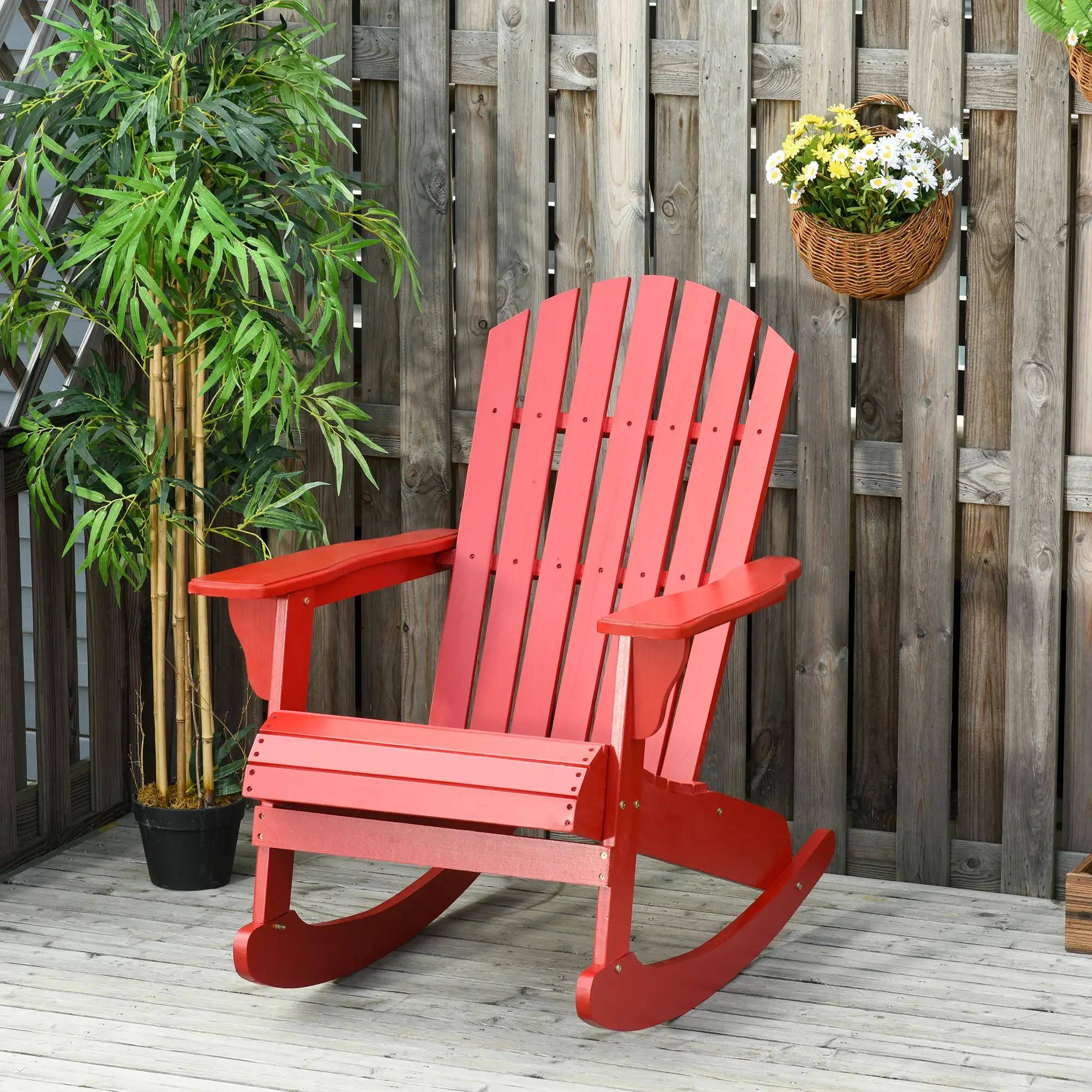 Left. Resenkos - Resenkos Wooden Adirondack Chair, Outdoor Fire Pit Seating, Slatted Back, Comfortable Lounger, Perfect for Relaxing,Red - Red.