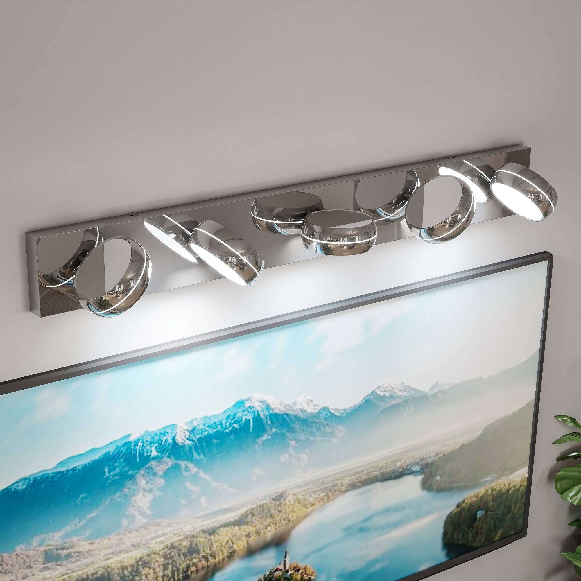 Angle. HOMLUX - 35.43 in. 5 Lights Chrome LED Vanity Light Bar with Acrylic Shade.