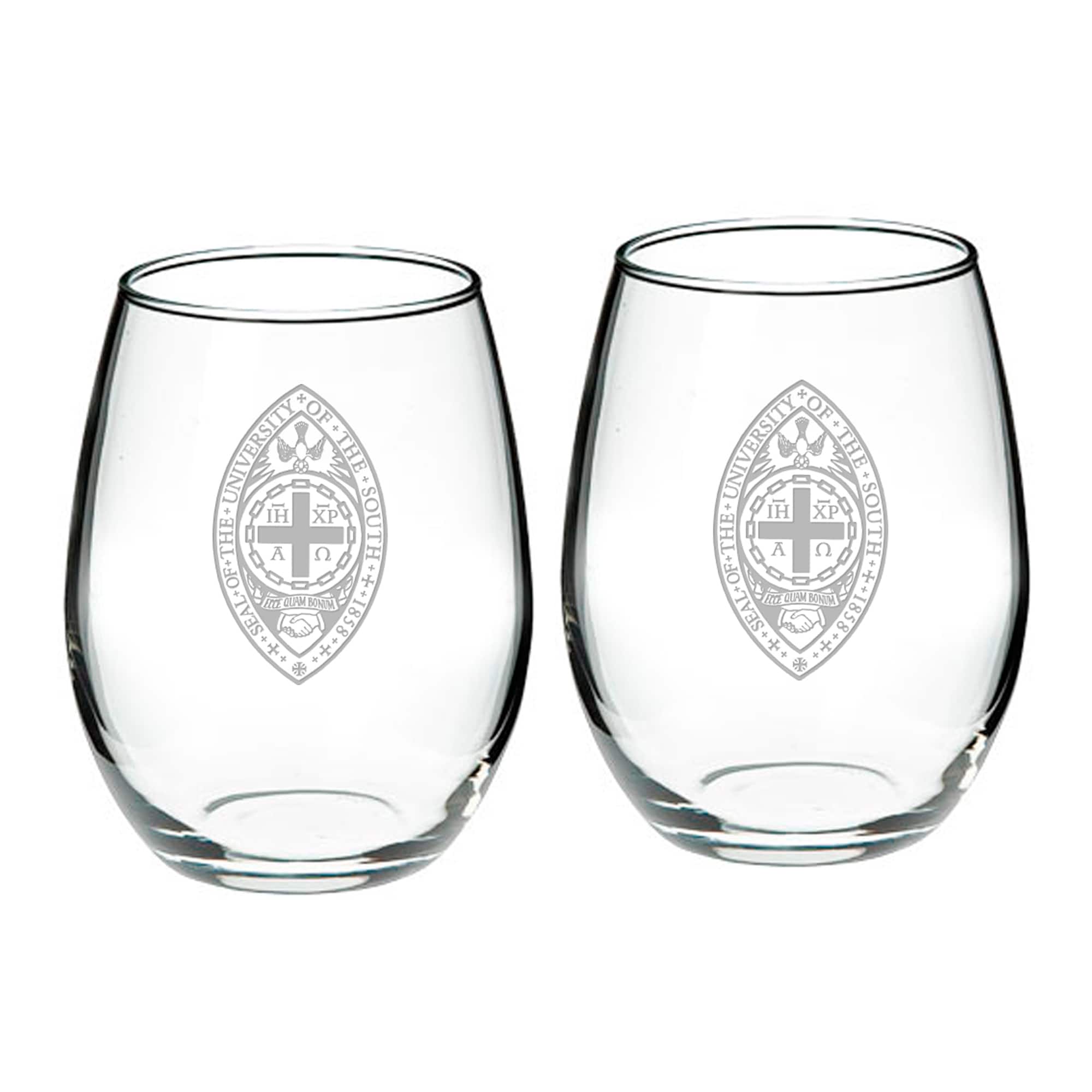 Jardine - University of the South Tigers 21oz. 2-Piece Stemless Wine Glass Set - Multicolor