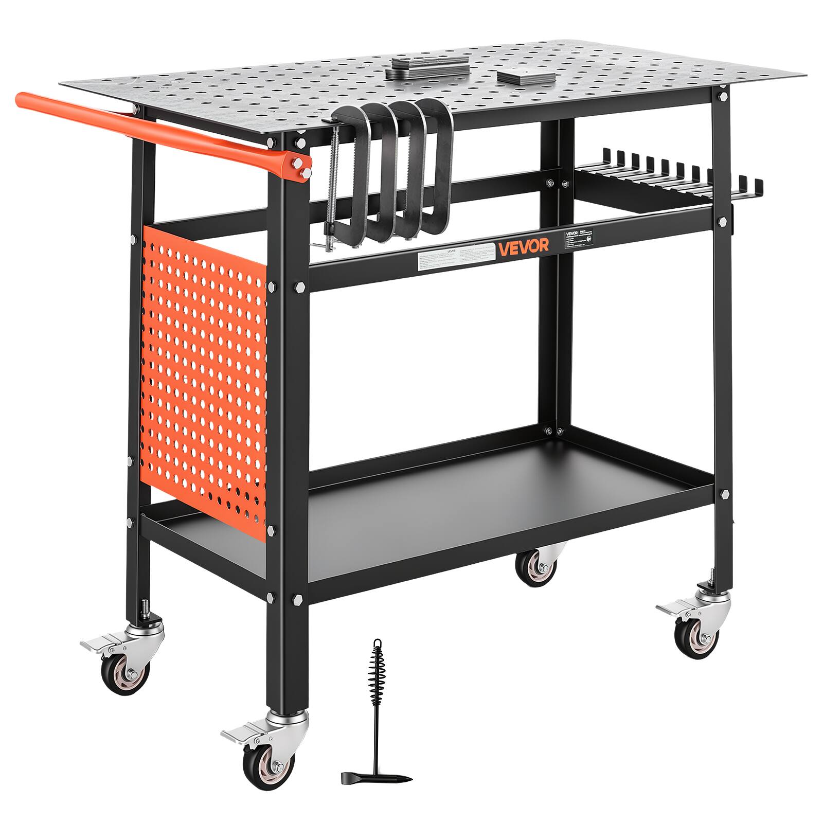 Front. VEVOR - Welding Table 40" x 24" Movable Welding Workbench 800LBS Capacity, Heavy-Duty Steel Work Table Platform - Silver;Orange.