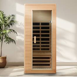 Boyel Living - Hemlock One Person Infrared Sauna Room with Built-in Roof Vent and LCD Control Panel - Natural