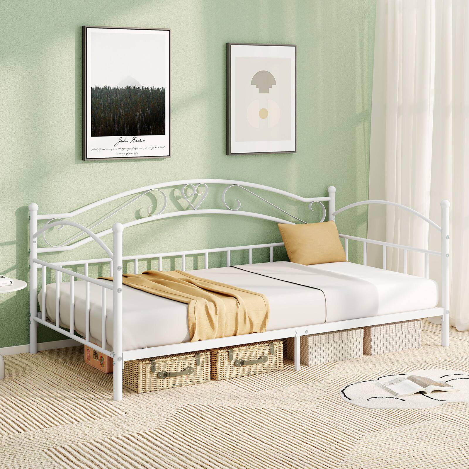 Alt View 1. Gymax - Gymax Twin Size Metal Daybed Frame w/ Headboard for Bedroom Guest Room Easy Assembly - White.