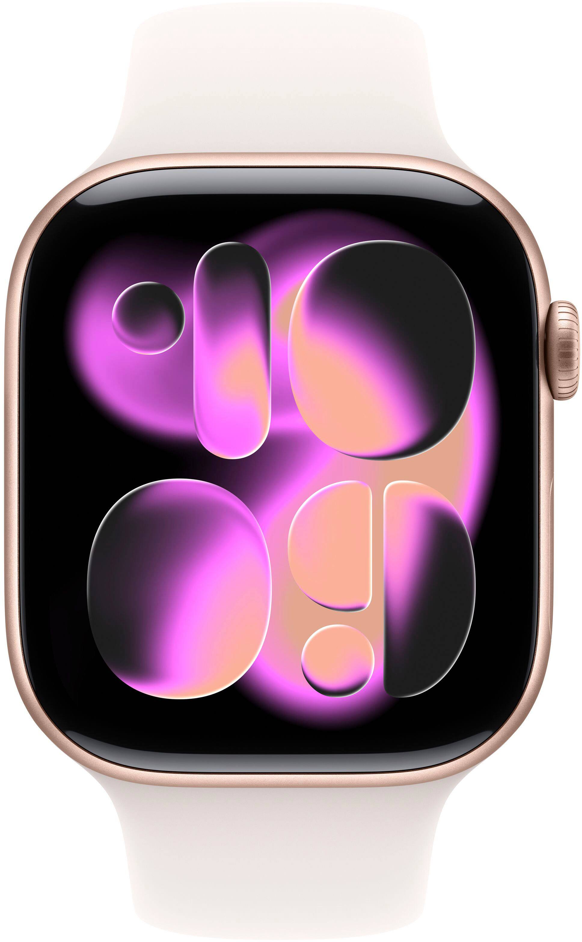 Alt View 1. Apple - Apple Watch Series 11 (GPS) 46mm Rose Gold Aluminum Case with Light Blush Sport Band - M/L - Rose Gold.