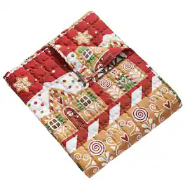 Greenland Home Fashions - Gingerbread Lane Luxurious Super Soft Plush Throw Blanket 50" x 60" - Red