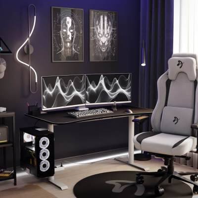 Alt View 6. Arozzi - Arozzi Gaming Desk - Medium - White.