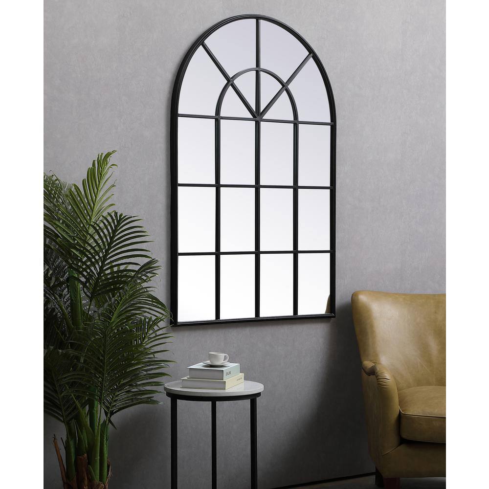 Alt View 1. Elegant Decor - Metal windowpane mirror 36 inch x 53 inch in Black - Black.