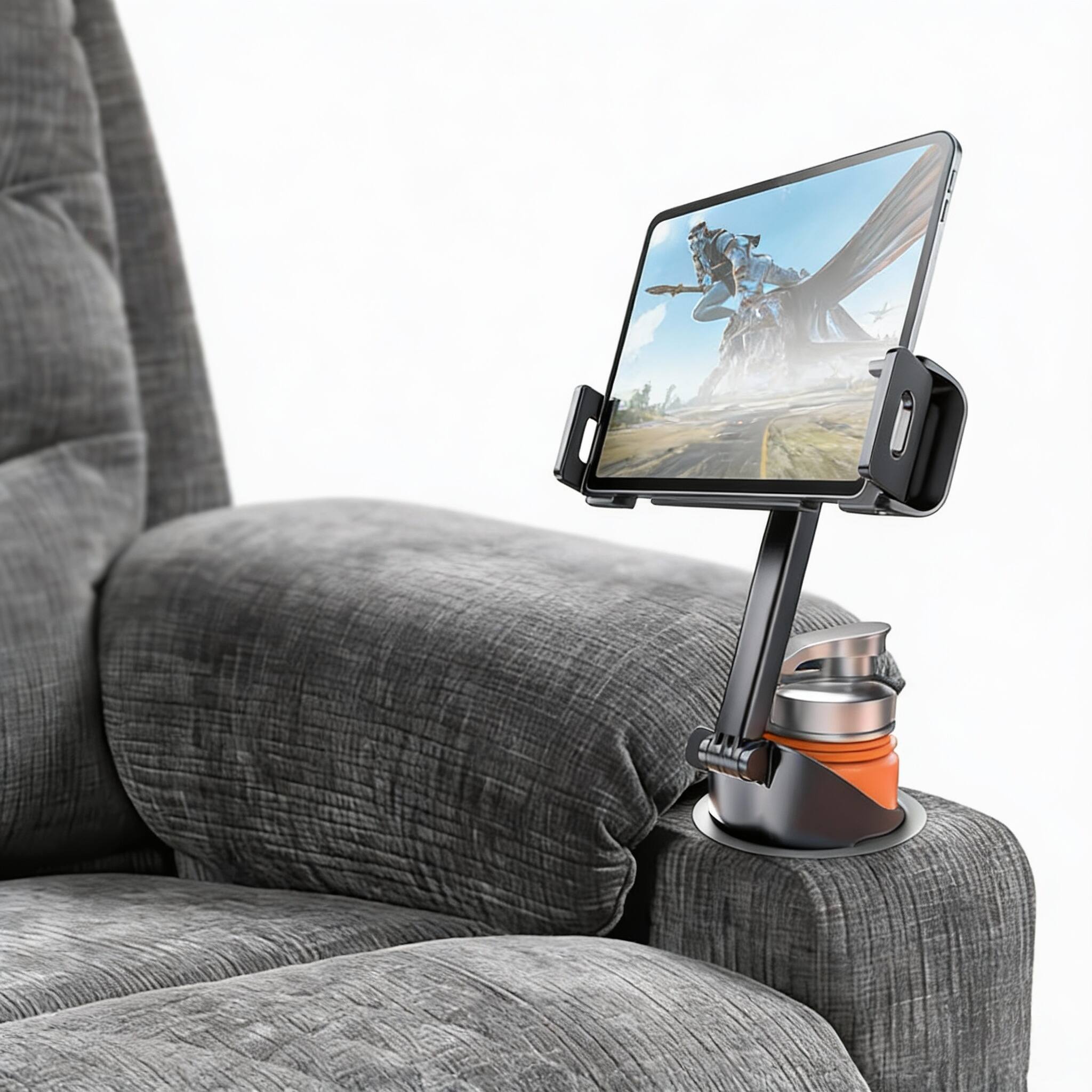 Back. OMOMMD - Cup Hold Tablet Holder Mount For Car Ipad With Flexible Hollow Base 360 Rotatable Deep Clamp Compatible 6 F... - Default.