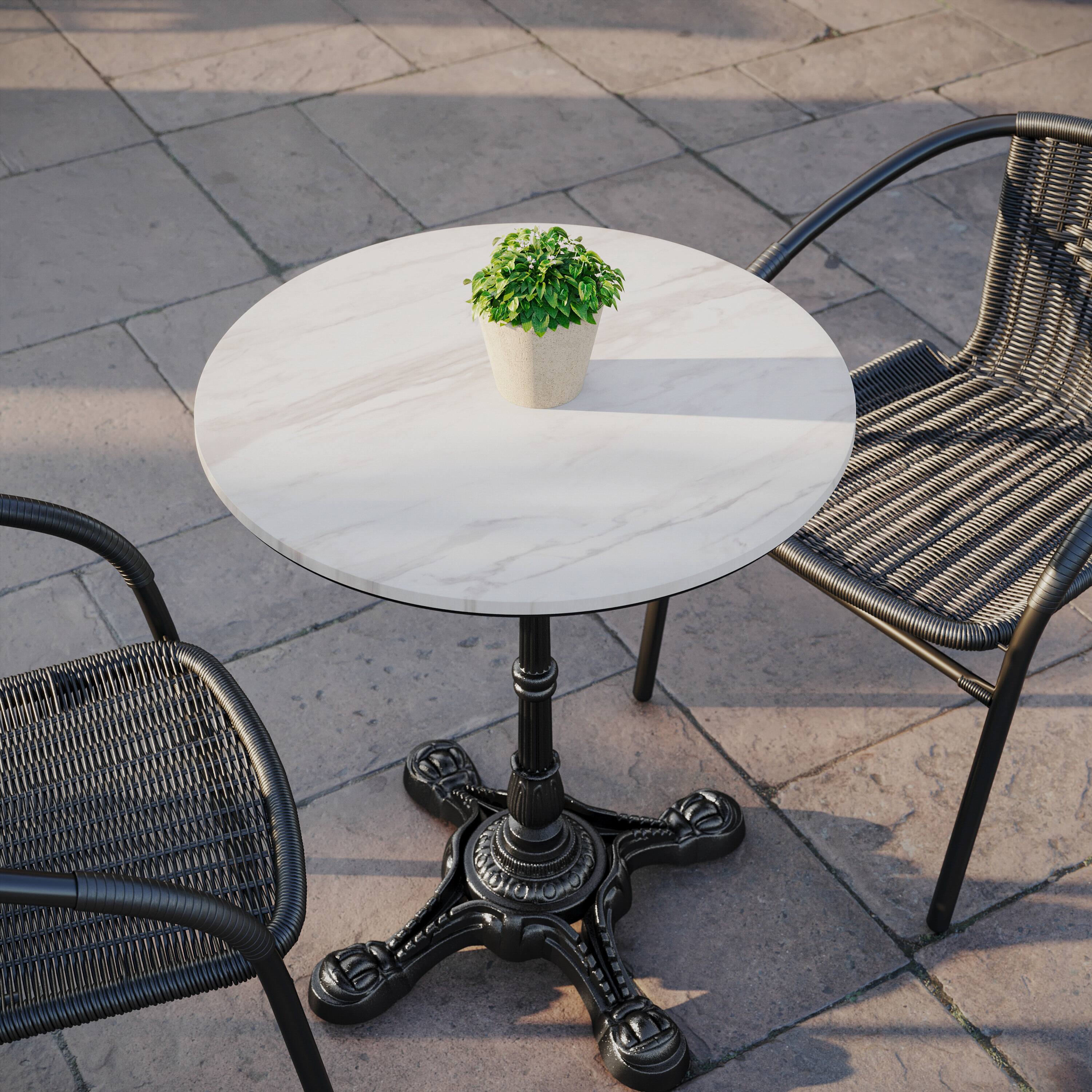 Alt View 1. Emma + Oliver - PureShield HPL Wrapped Tabletop, Seamless Edge, Scratch & Stain Resistant, Commercial Grade - White Faux Marble.