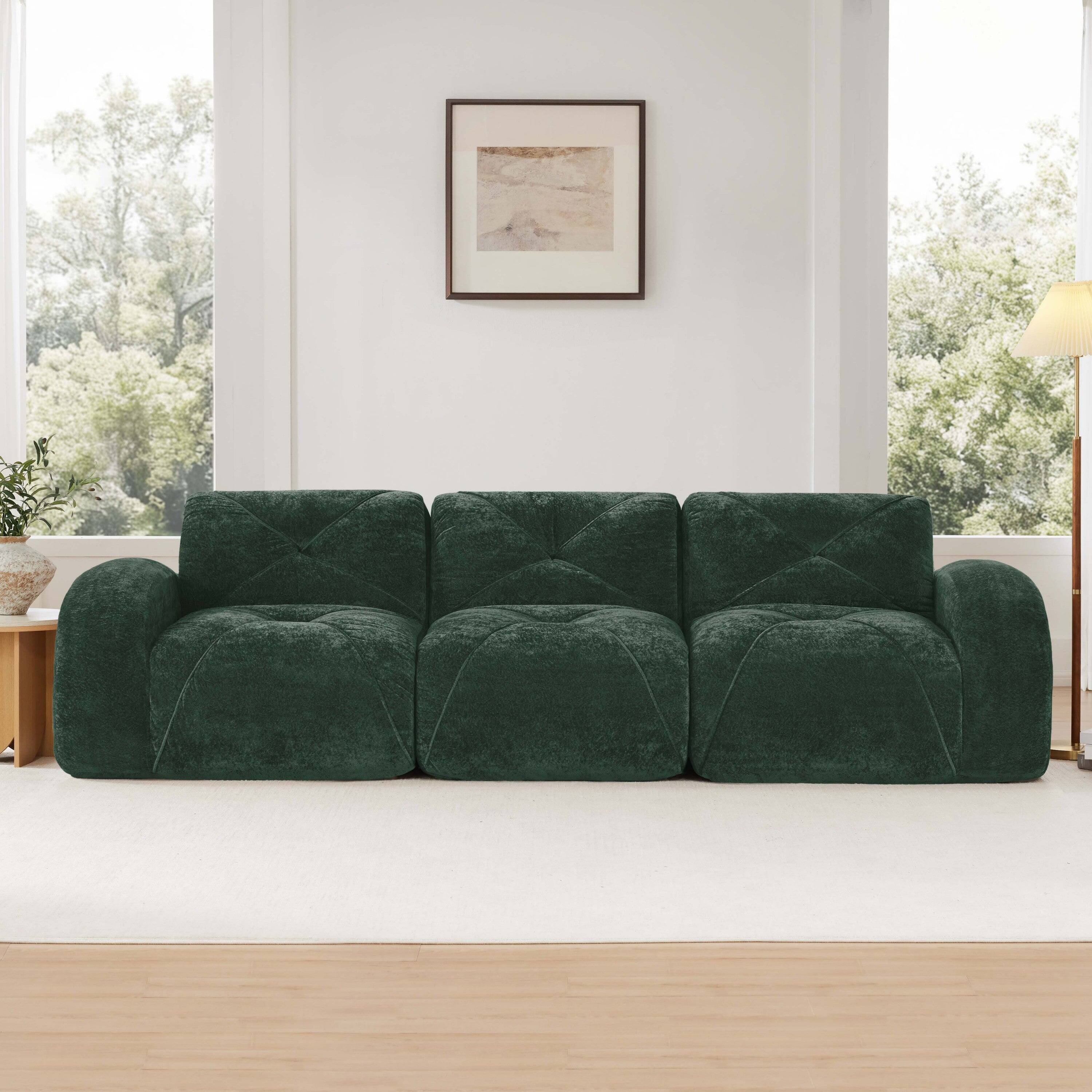 Alt View 1. Boyel Living - L Shaped Velvet Tufted Sofa Movable Ottoman 32D High Density Sponge Ergonomic Anti Slip No Assembly Living Room Red - Red.