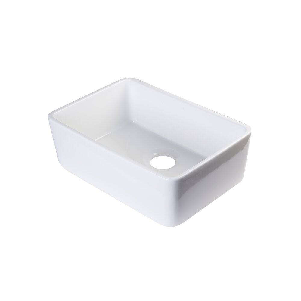 Alt View 2. Alfi - ALFI brand 24 inch White Single Bowl Fireclay Undermount Kitchen Sink - White.