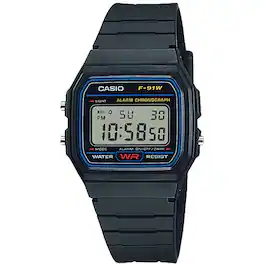Casio - Men's Classic Digital Resin Alarm Chronograph Watch - F-91W-1X - Black