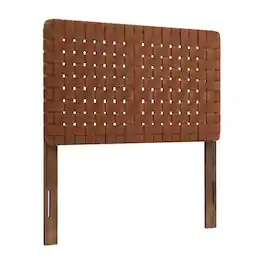 FurniFact - Vegan Leather Twin Headboard withDesign and Durable Frame - Brown