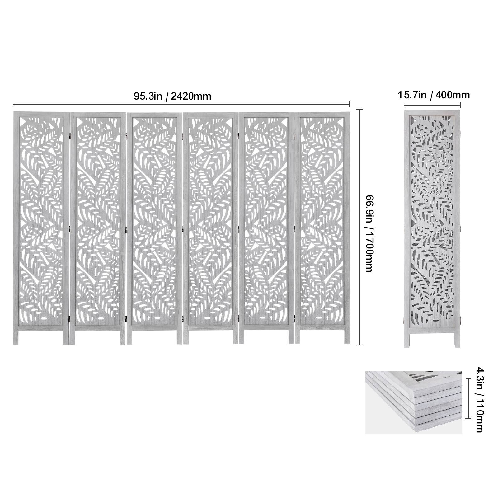 95.3in / 2420mm  
15.7in / 400mm  
66.9in / 1700mm  
4.3in / 110mm