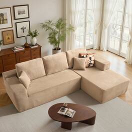 Ovios - 104" Modular Sectional Sofa with Chaise, Modern L Shaped Couch for Living Room - Camel(Corduroy, Right Facing)