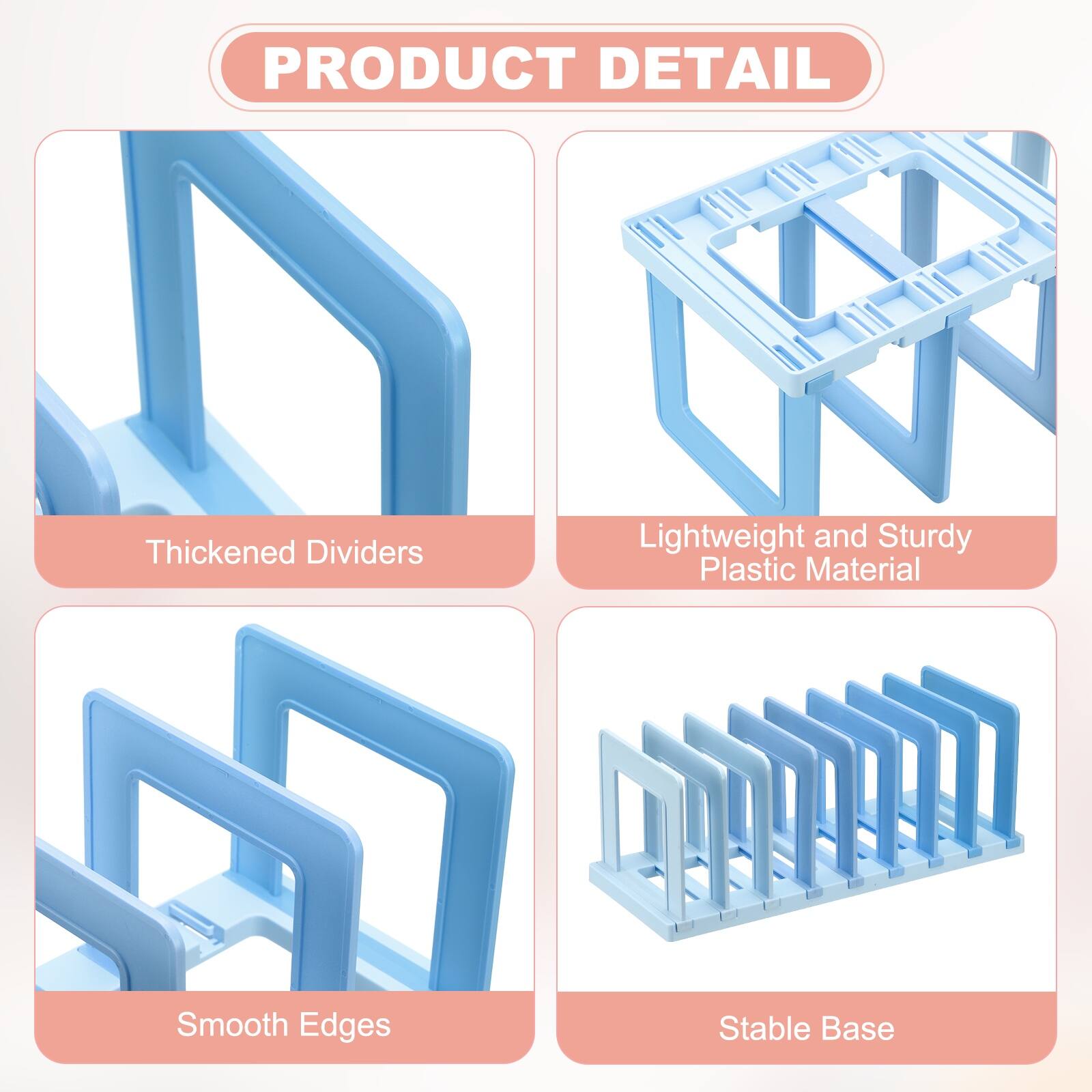 Unique Bargains Desk File Sorter 8 Section Plastic Vertical Dividers ...
