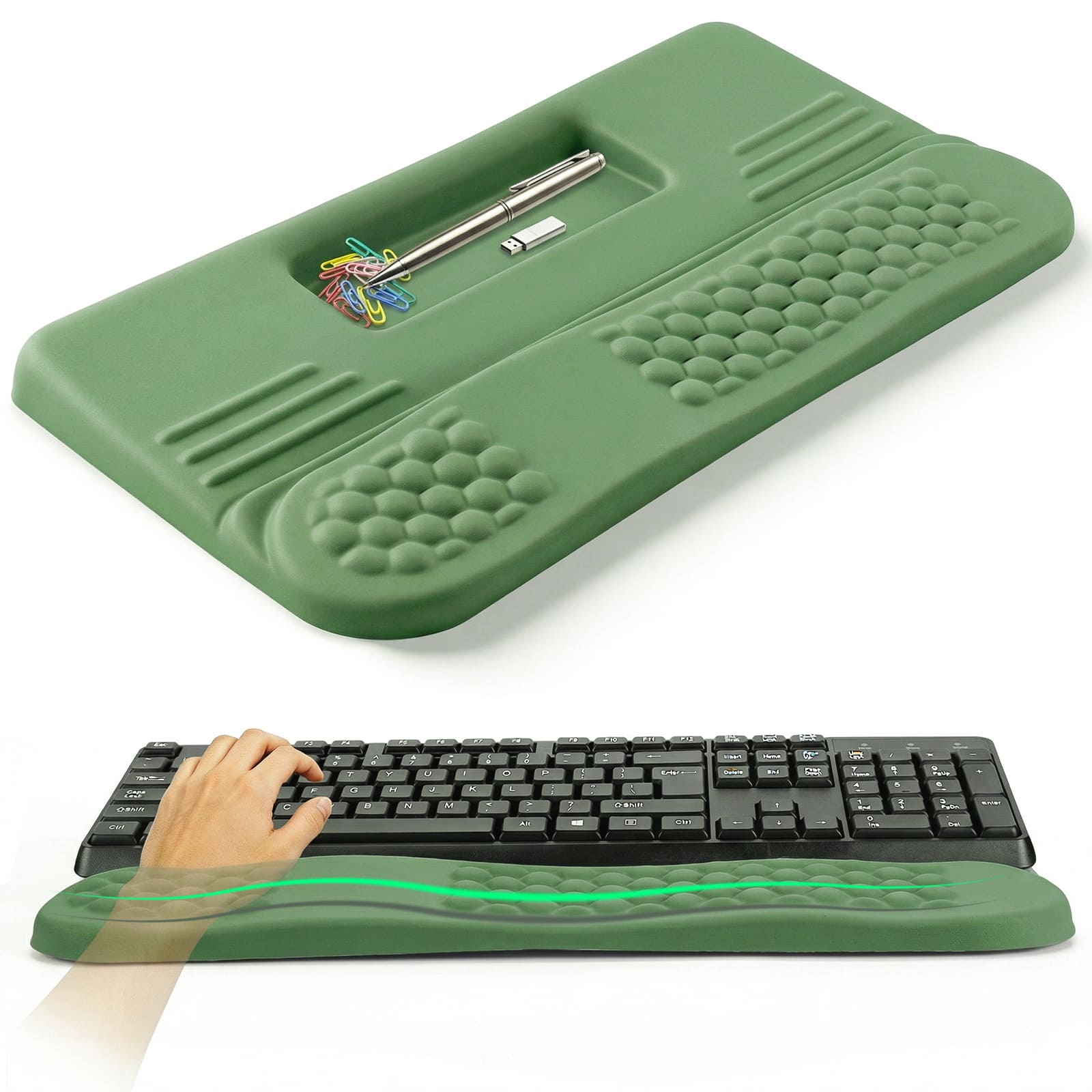 "LIMOUS - 17.3"" Ergonomic Wave Keyboard Wrist Rest with Keyboard Stand for Desk Computer Keyboard - Green" price history on PriceWatchPro