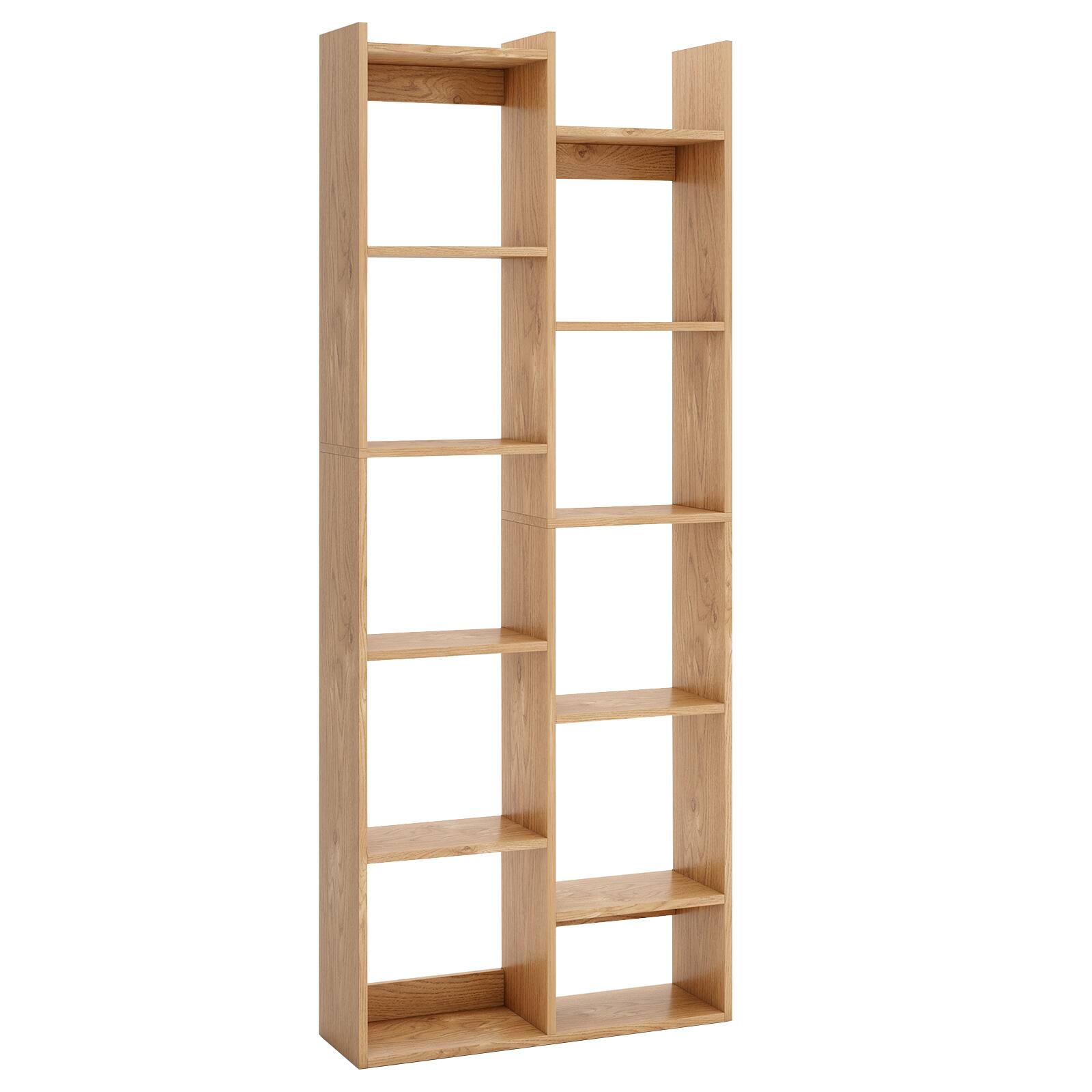 Alt View 9. Gymax - Gymax 11-Tier Bookcase w/Anti-Tipping Kits Wood Display Shelf Tree-Shaped Bookshelf Natural - Natural.