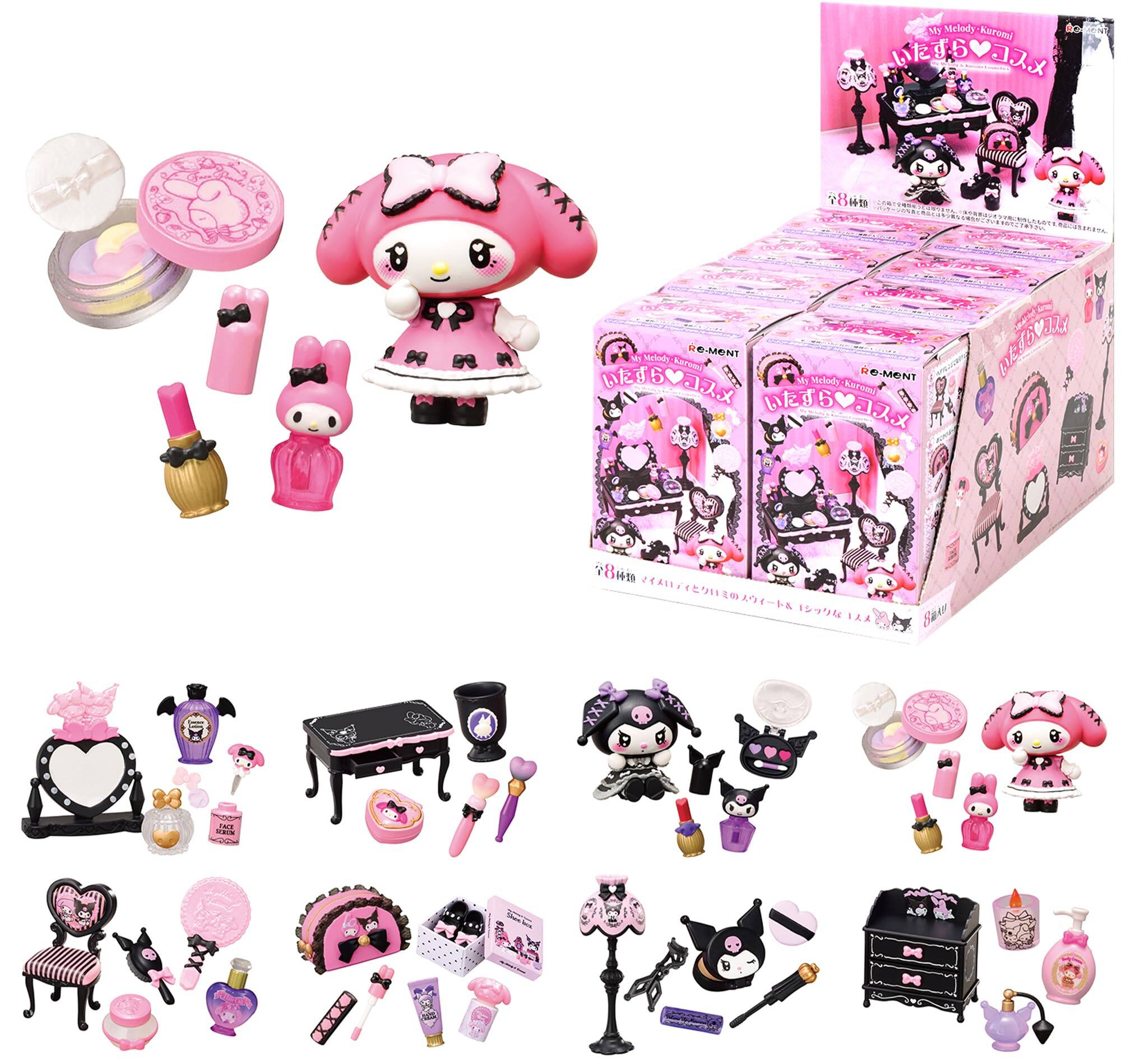 Hamee RE-MENT Hello Kitty and Friends Sanrio Diorama Mini Collectible Figure - My Melody & Kuromi Cosmetics (Full Set)