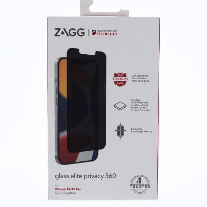 ZAGG - Screen Protector FIT Apple iPhone13 /13 pro /14 Glass Elite privacy+ tinted - Clear