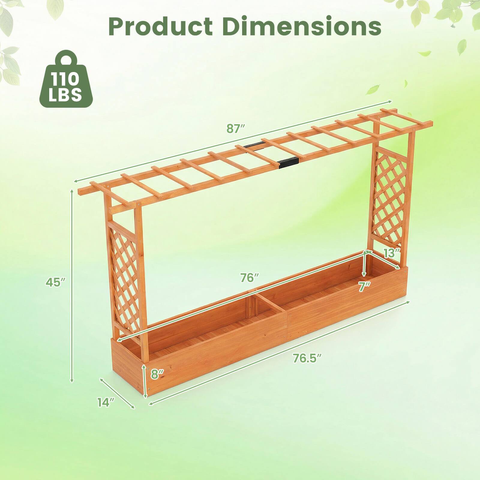 Product Dimensions: 110 LBS, 87", 13", 45", 76", 7", 8", 76.5", 14"