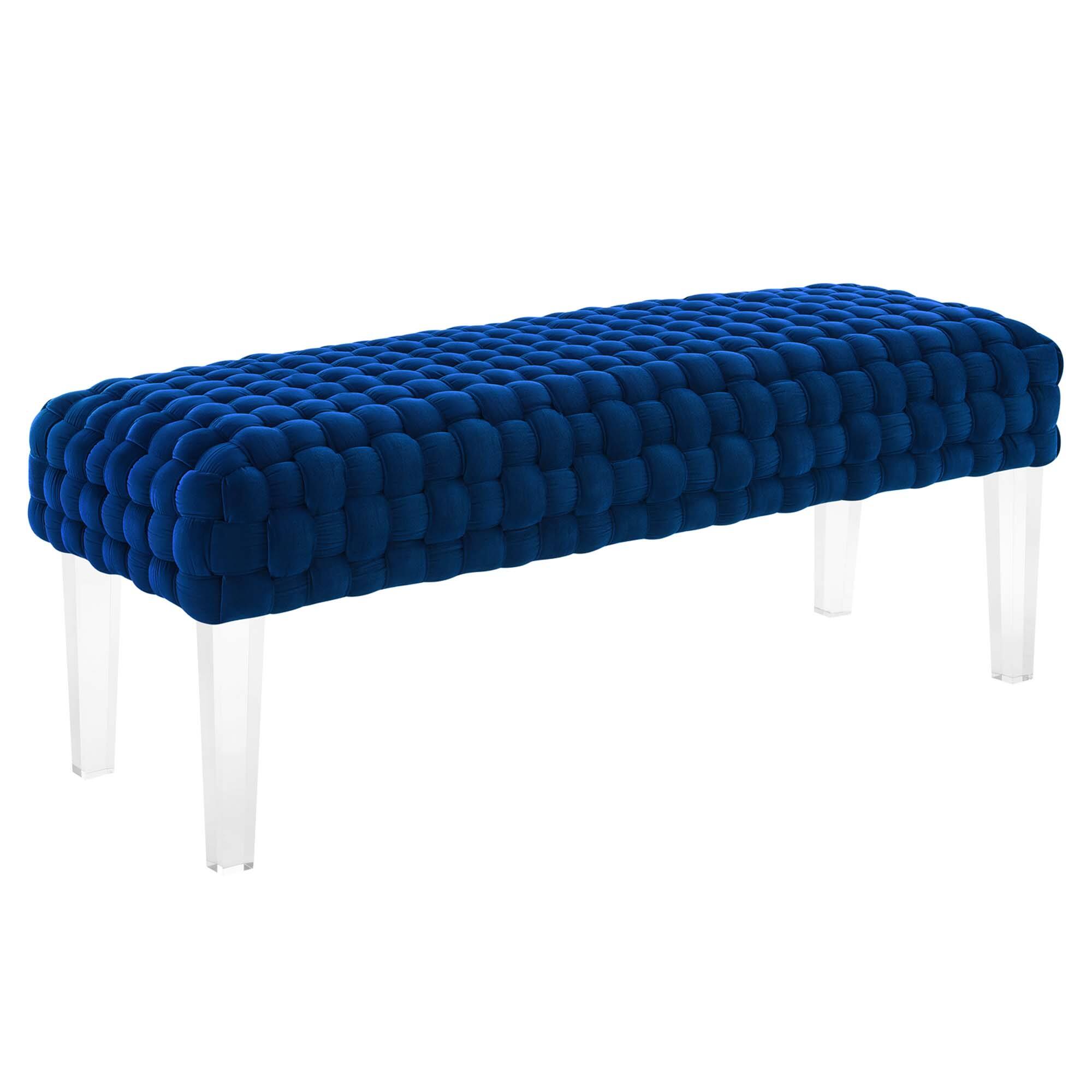 Angle. Modway - Prologue Woven Performance Velvet Ottoman by Modway - EEI-5037-NAV.