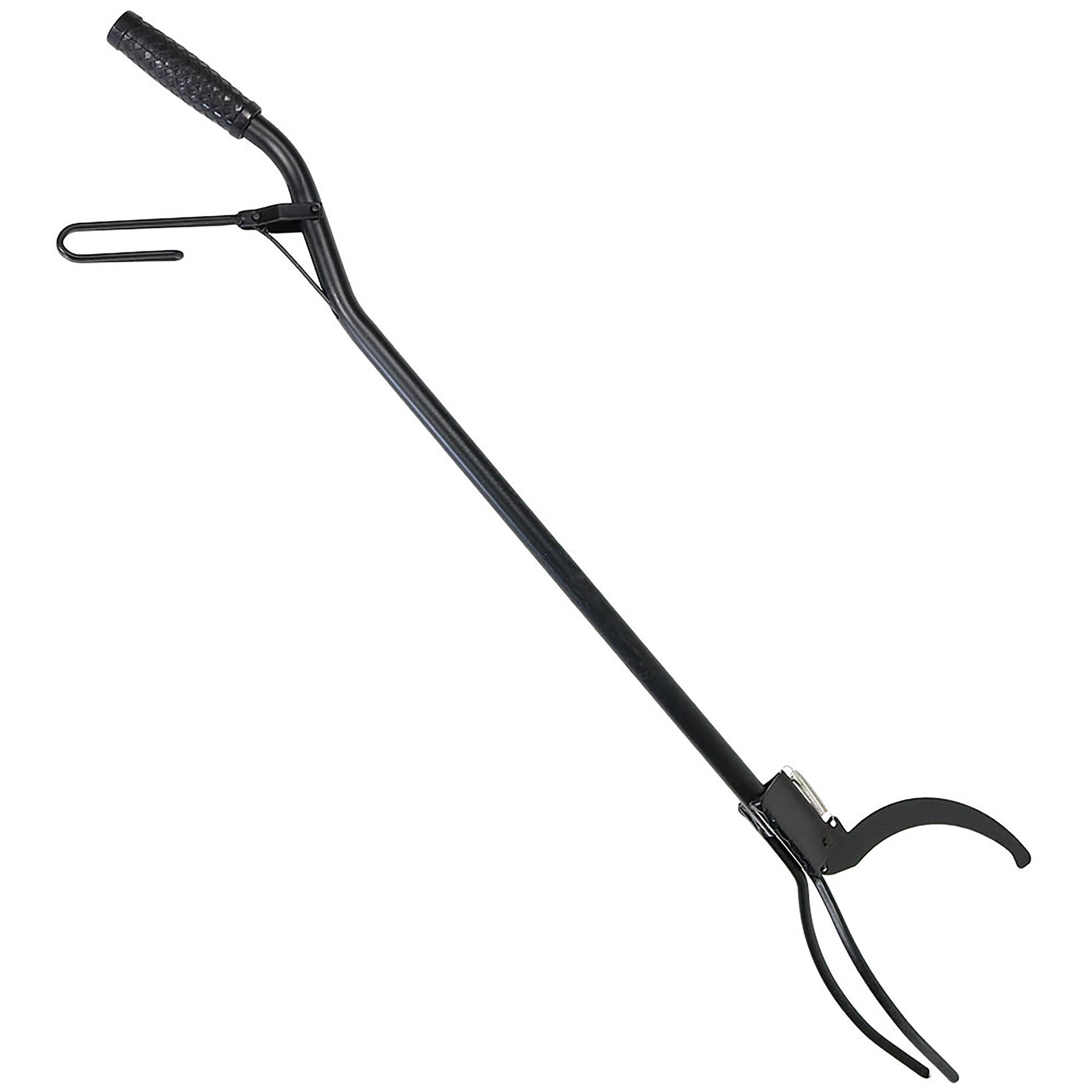 Sunnydaze - 36 in Steel Spring-Loaded Firewood Log Grabber Claw - Black