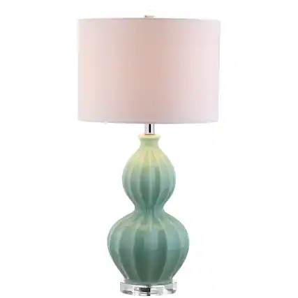 Front. Jonathan Y - Faye 28" Glass LED Table Lamp, Seafoam Green - Seafoam Green.