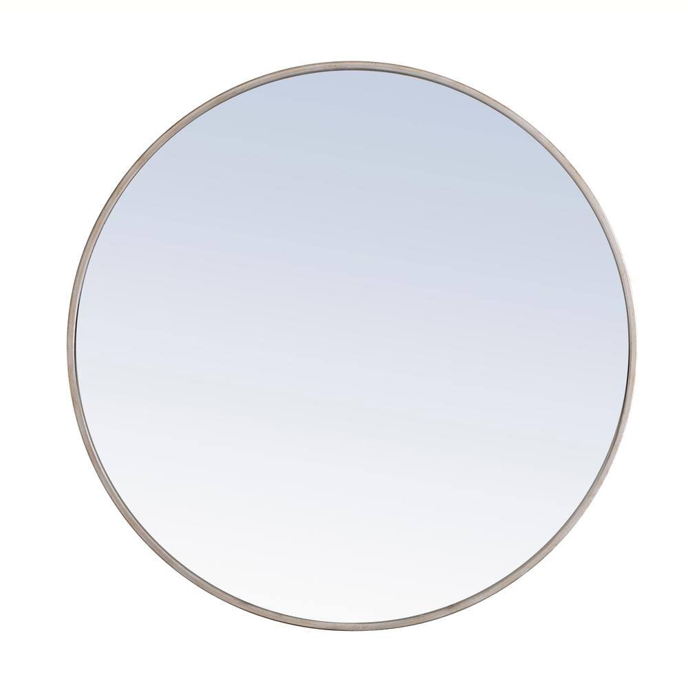 Alt View 2. Elegant Decor - Metal frame Round Mirror 32 inch Silver finish - Silver.