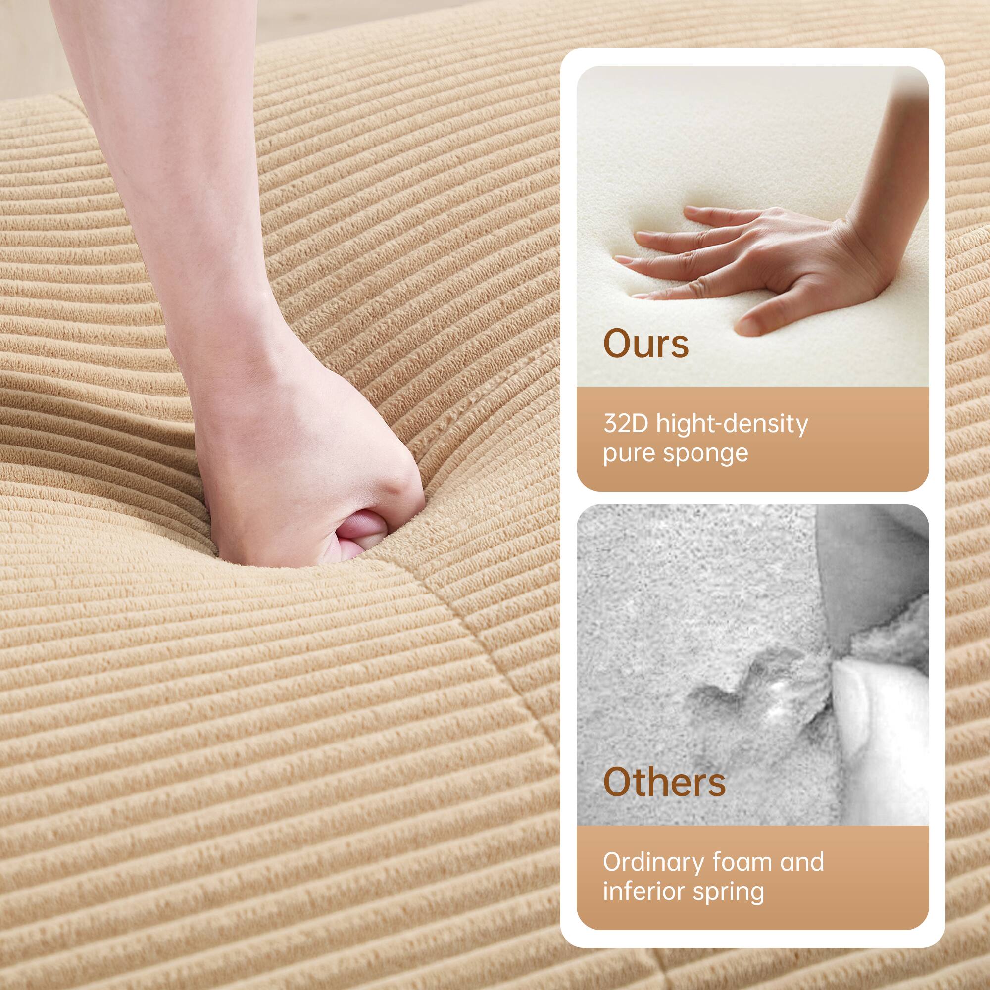 Ours  
32D high-density pure sponge  

Others  
Ordinary foam and inferior spring