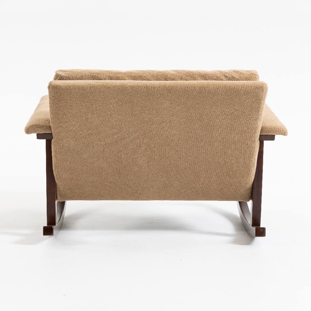 Alt View 9. Loheer - Loheer Mid Century Modern Accent Chair Upholstered Rocking Chair Solid Wood Frame Reading Armchair for Bedroom Sunroom - Khaki.