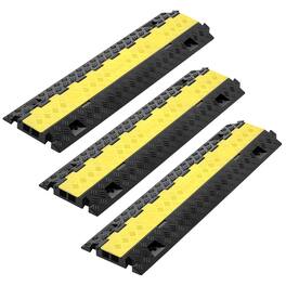 VEVOR - Cable Protector Ramp, 22,000 lbs/axle Capacity, 2 Channel Heavy Duty TPU Cord Hose Wire Cover, 1.2 x 1.1 in Channel - Black + Yellow