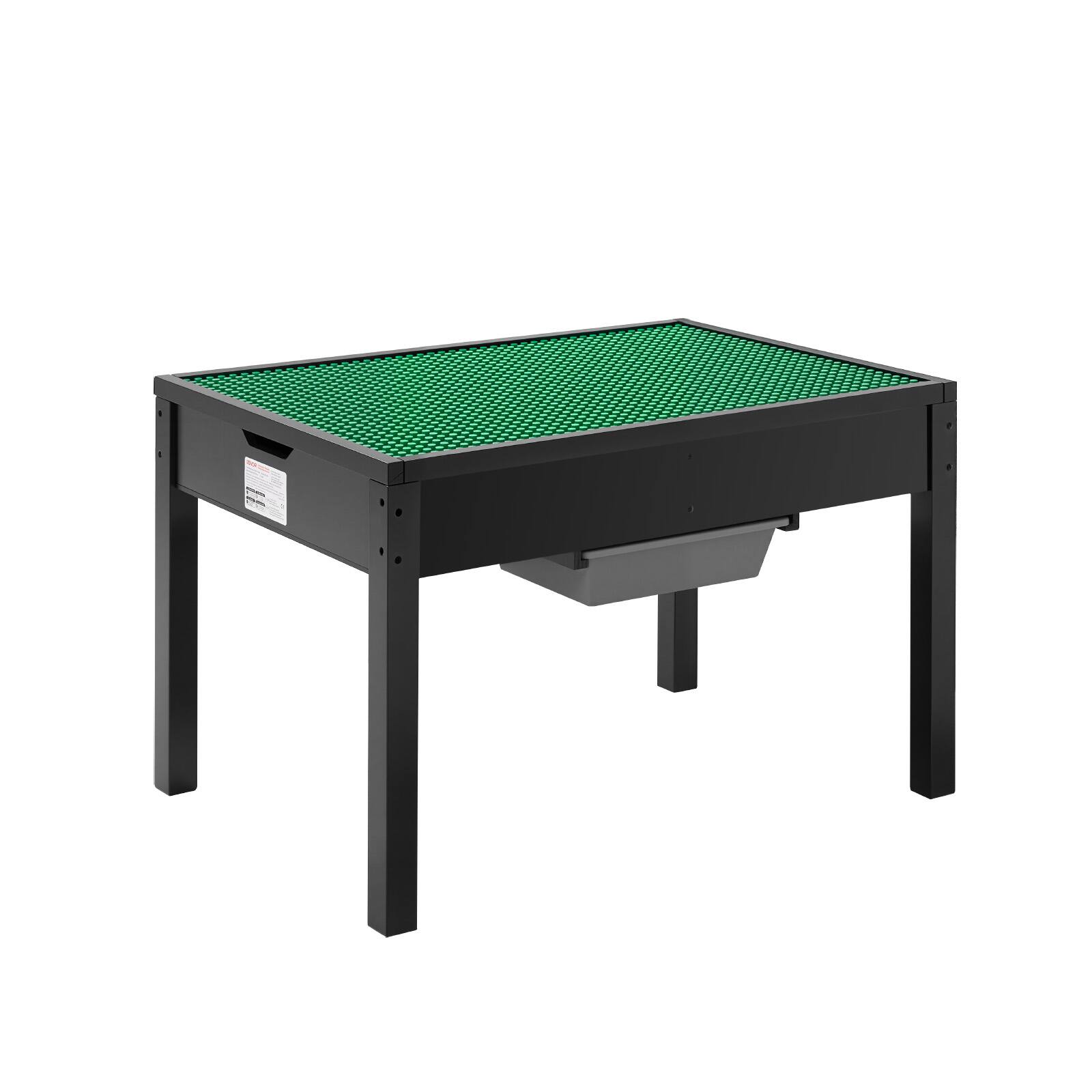 Front. VEVOR - Kids Wooden Activity Table with Double-Sided Tabletop, Multi-Functional Play Table for Building Blocks - Wood color.