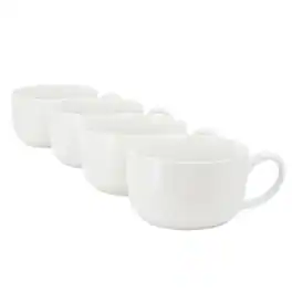 Gibson - Home Great Essentials 4 Piece 32.5 Ounce Fine Ceramic Large Latte Mug Set - White