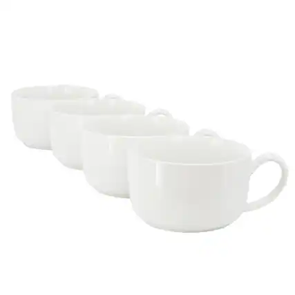 Front. Gibson - Gibson Home Great Essentials 4 Piece 32.5 Ounce Fine Ceramic Large Latte Mug Set in White - White.