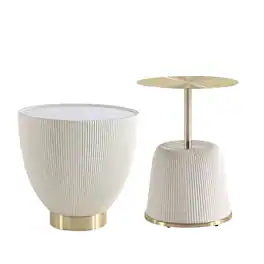 Manhattan Comfort - Anderson Modern 2-Piece End Table - Cream