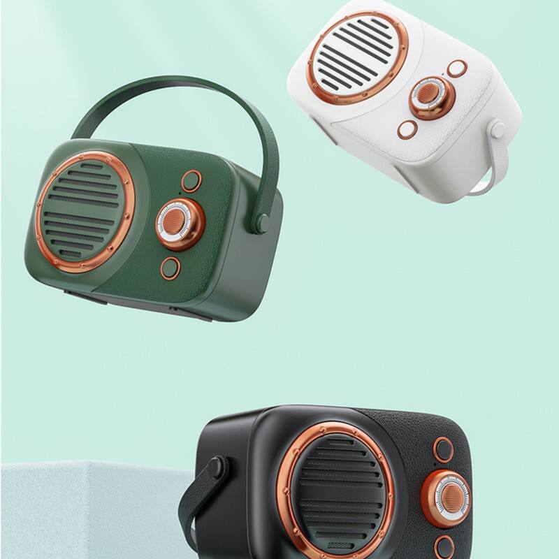 Alt View 2. SKRAN - Portable Bluetooth Speaker, Mini Speaker with USB & TF Card Playback, Retro Style for Home, Camping & Travel.